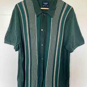 Abercrombie & Fitch green knit button up polo in men’s large